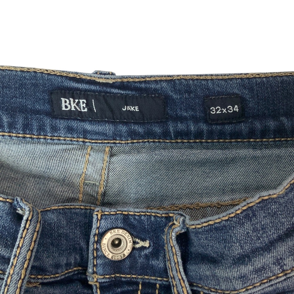 BKE Jake Blue Straight Leg Jeans 30x34 Button Zip Fly Embroidered Pocket - Picture 6 of 8
